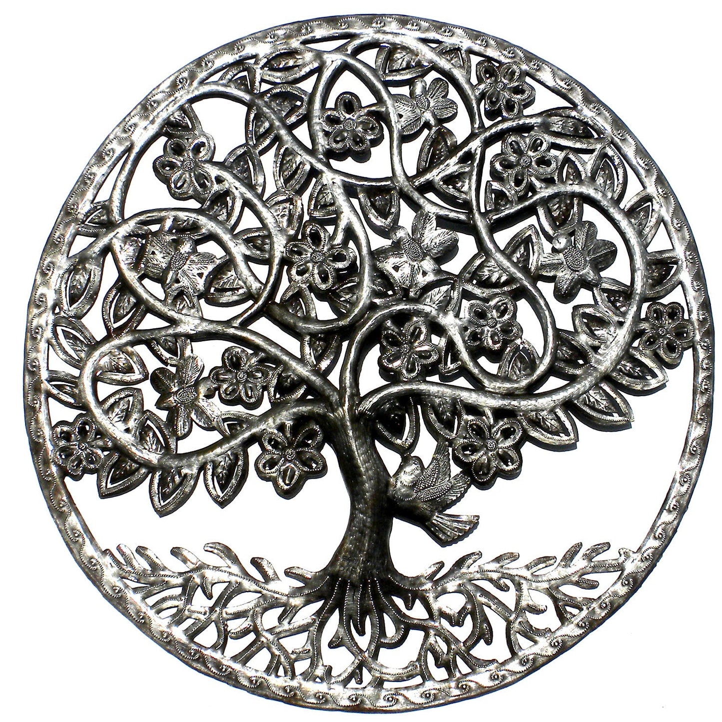 Celtic Spring Tree of Life Ringet haitisk ståltromle vægkunst