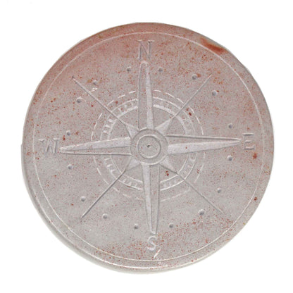 Compass Soapstone Sculpture, Light Gray Stone