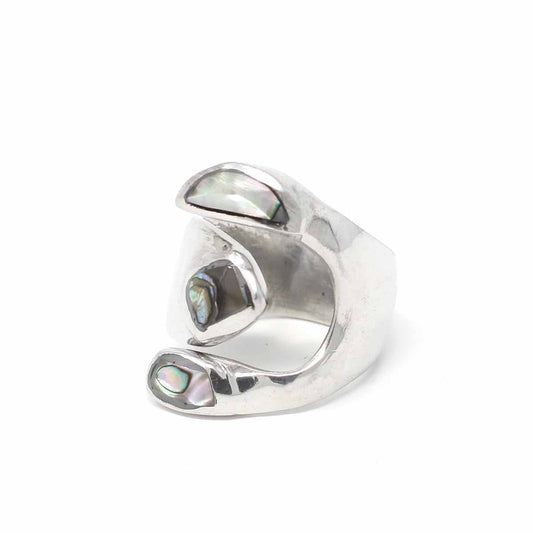 Alpaca Silver Wrap Ring, Abalone - Size 8