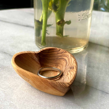 Petits Bols à Bijoux Coeur en Bois d'Olivier - Lot de 2