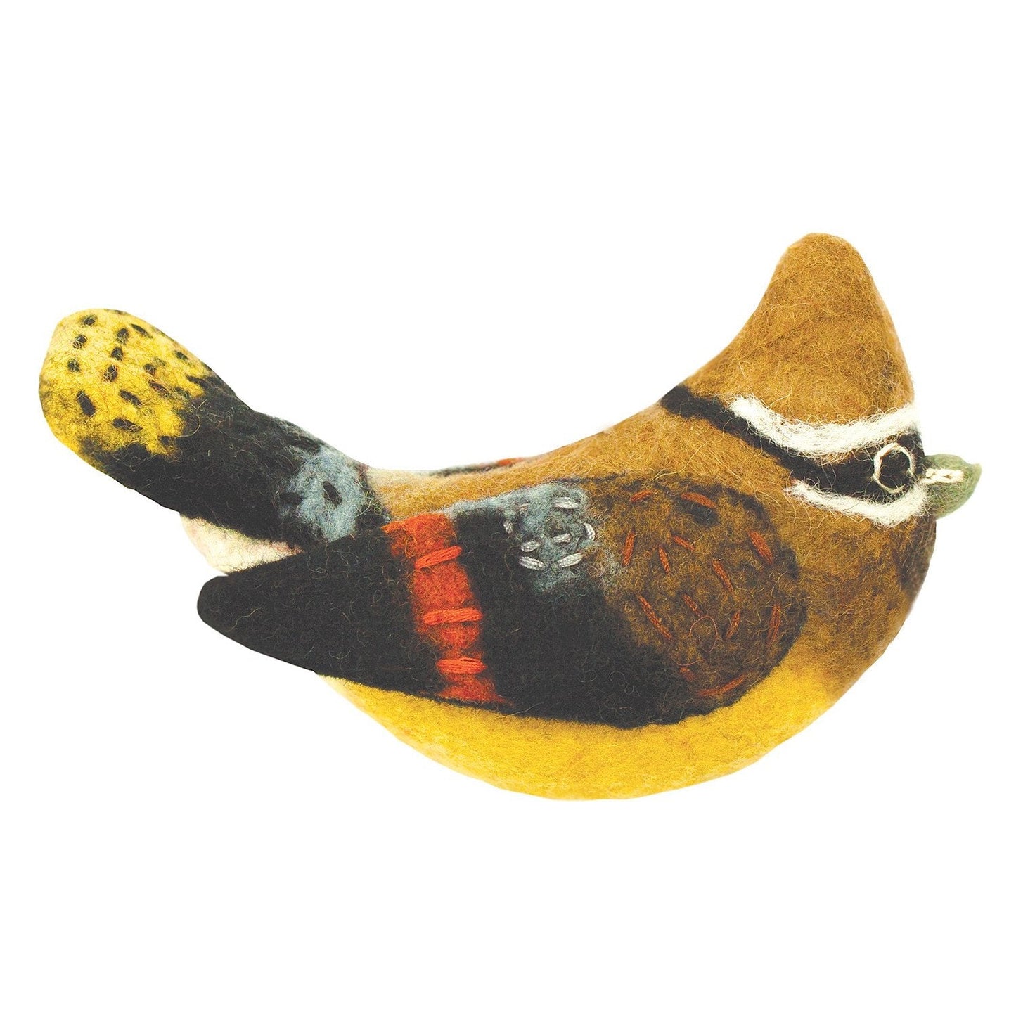 Filt fuglehave ornament - Cedar Waxwing - Wild Woolies (G)