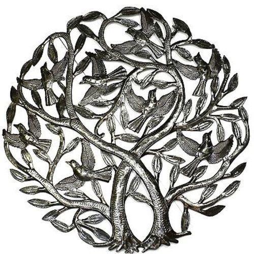 Double Tree of Life Metal Wall Art 24-tommer Diameter - Croix des Bouquets