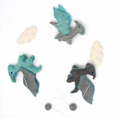 Felt Dragon Garland - Blue Colors - Global Groove