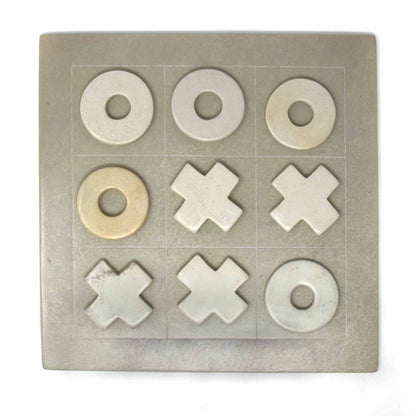 Håndudskåret fedtsten Tic-Tac-Toe spilsæt