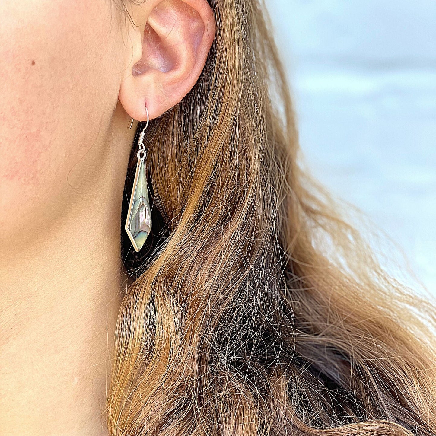 Abalone Diamond-Shaped Dangle Earrings