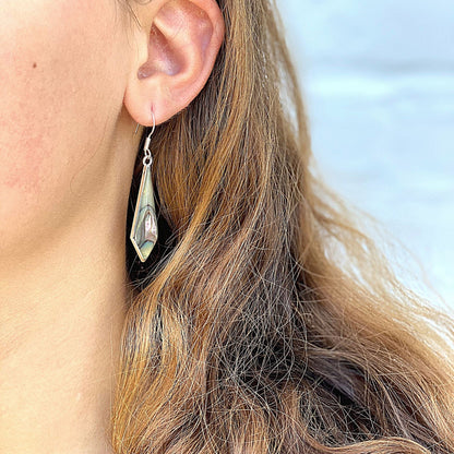 Boucles d'oreilles pendantes en forme de diamant en ormeau