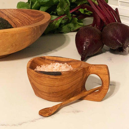 Genvundet Olive Wood Salt Pot - Kahero Farm - Kenya