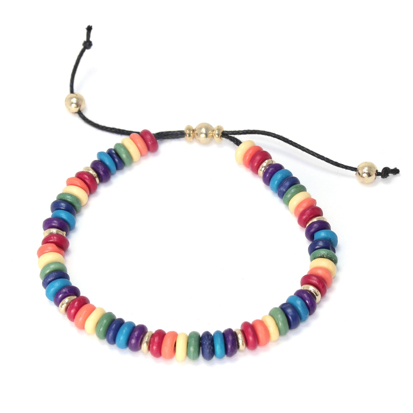 Rainbow Adjustable Bone Bead Bracelet Set