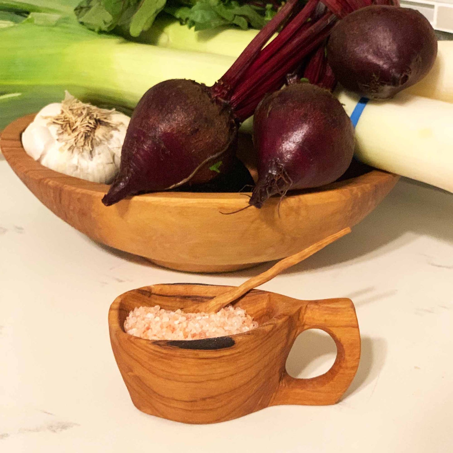 Genvundet Olive Wood Salt Pot - Kahero Farm - Kenya
