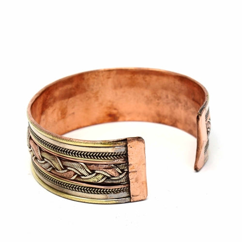 Copper and Brass Cuff Bracelet:  Ribbon - DZI (J)