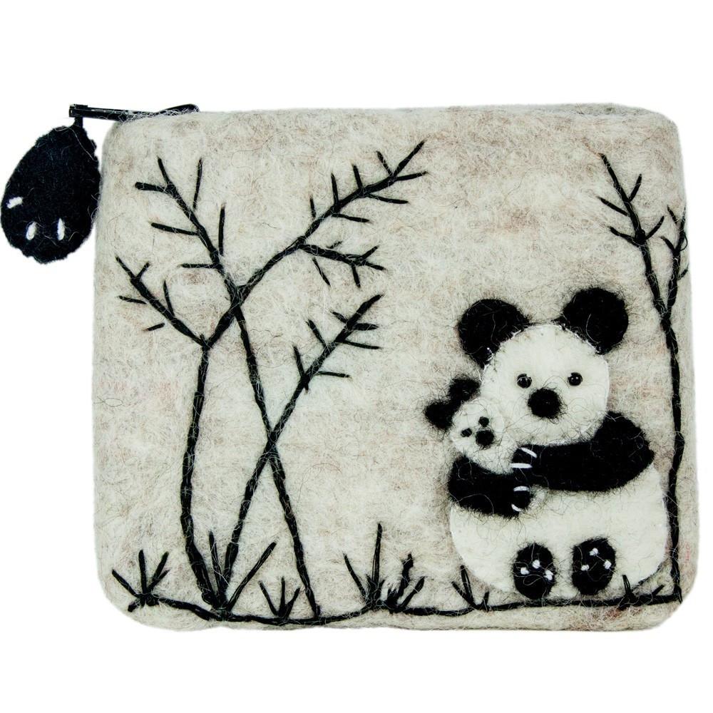 Filt-møntpung - Panda Love - Wild Woolies (P)