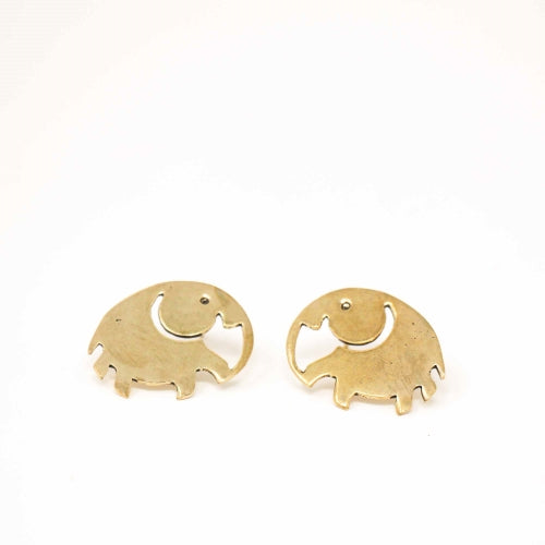 Boucles d'oreilles à tige en laiton avec éléphant