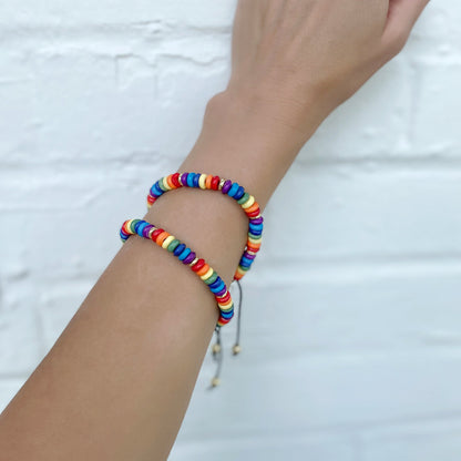 Rainbow Justerbar Bone Bead Armbånd Sæt