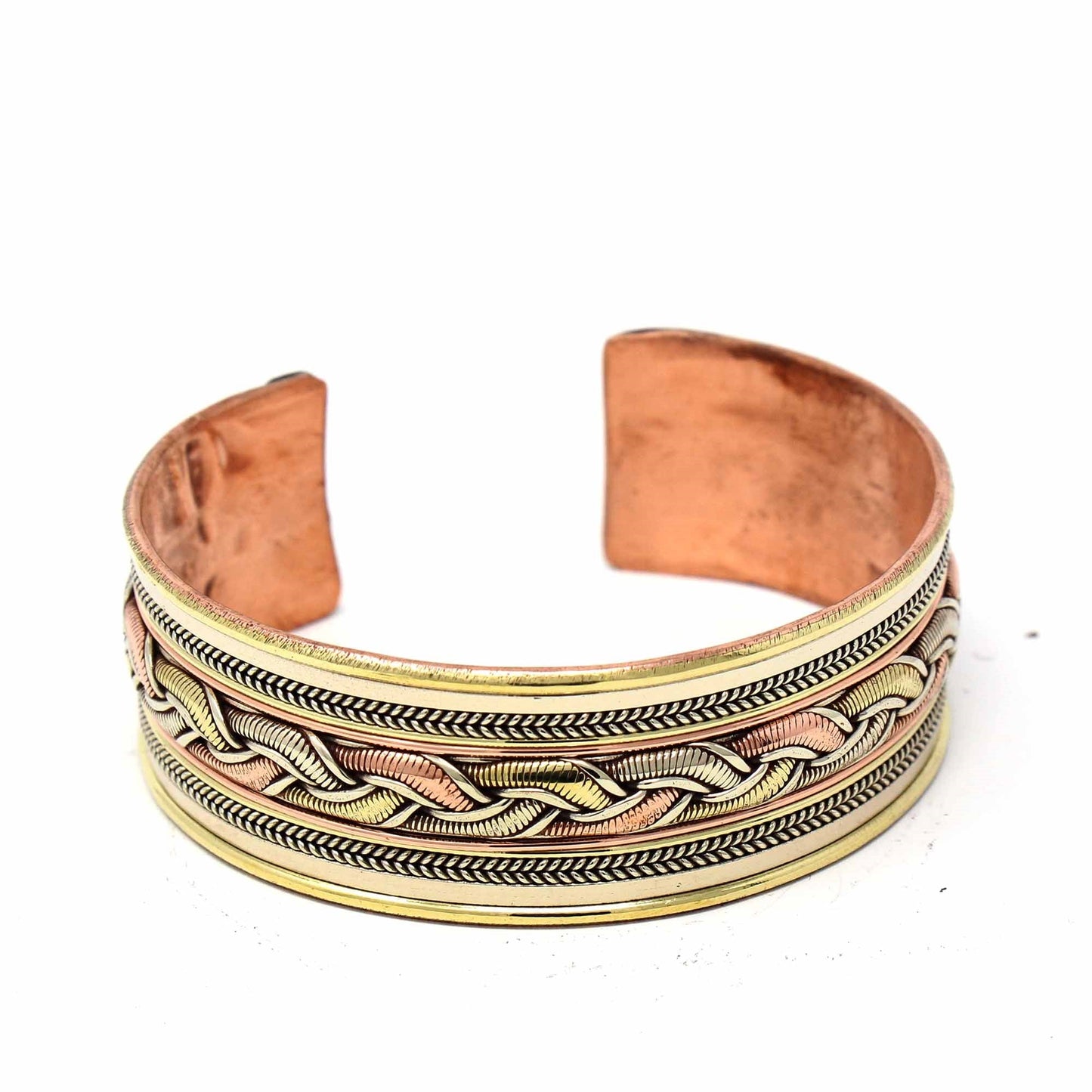 Copper and Brass Cuff Bracelet:  Ribbon - DZI (J)