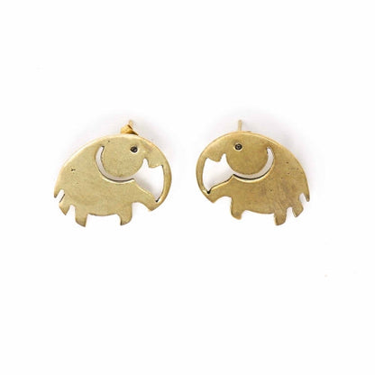 Boucles d'oreilles à tige en laiton avec éléphant