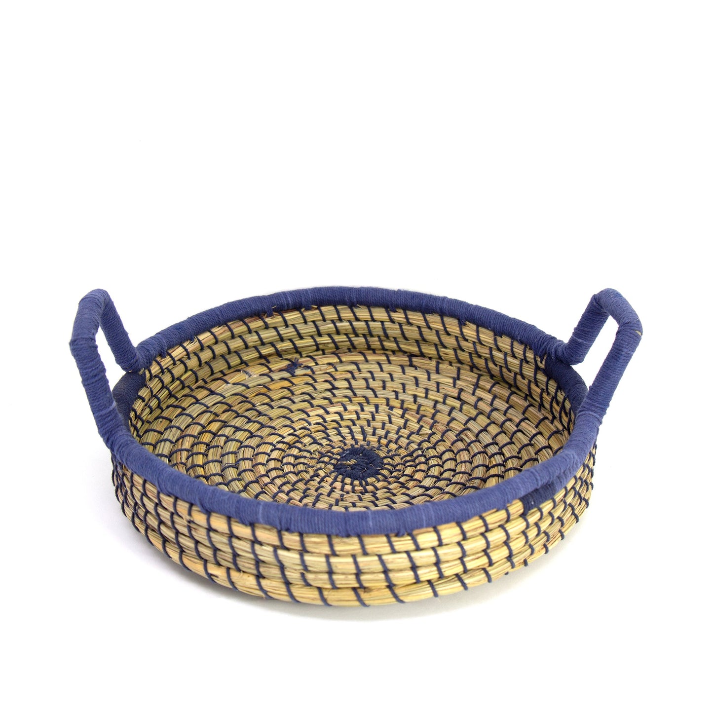 Nested Baskets in Natural with Blue Accents, Set of 3