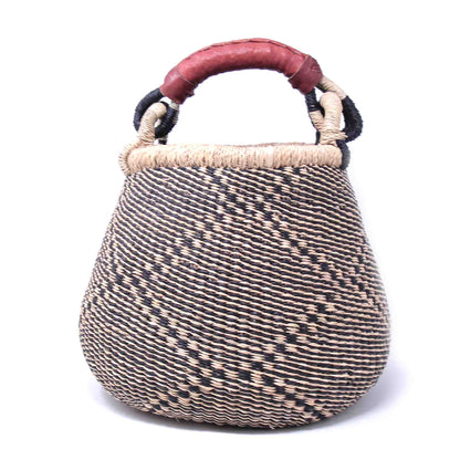 Bolga Pot Basket - Navy Neutral