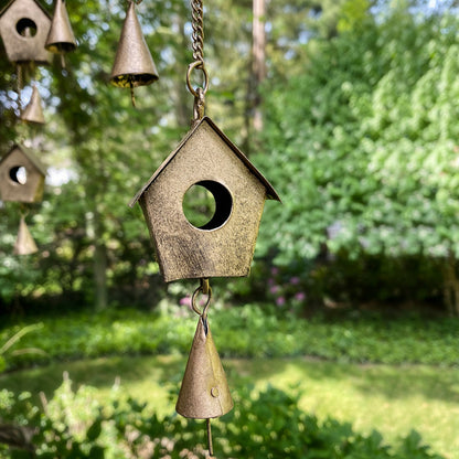 Carillon d’oiseau fabriqué à la main, perles de fer et de verre recyclées