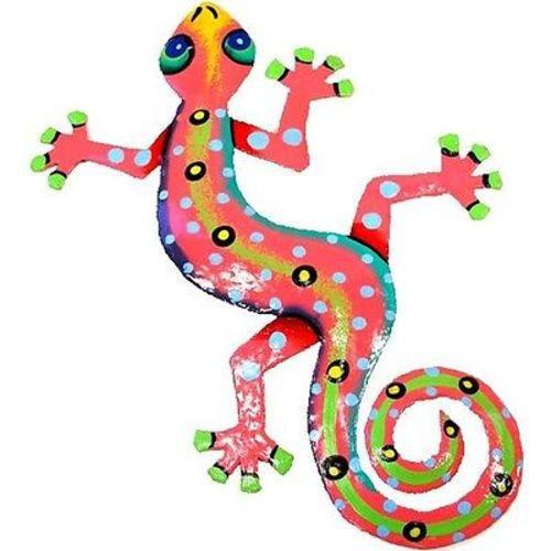 Gecko en métal rose de huit pouces - Caribbean Craft