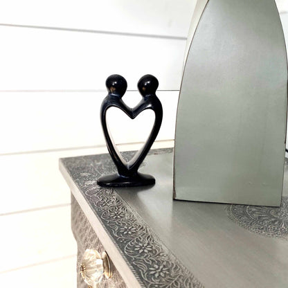 Handcrafted Soapstone Lover's Heart Sculpture in Black - Smolart