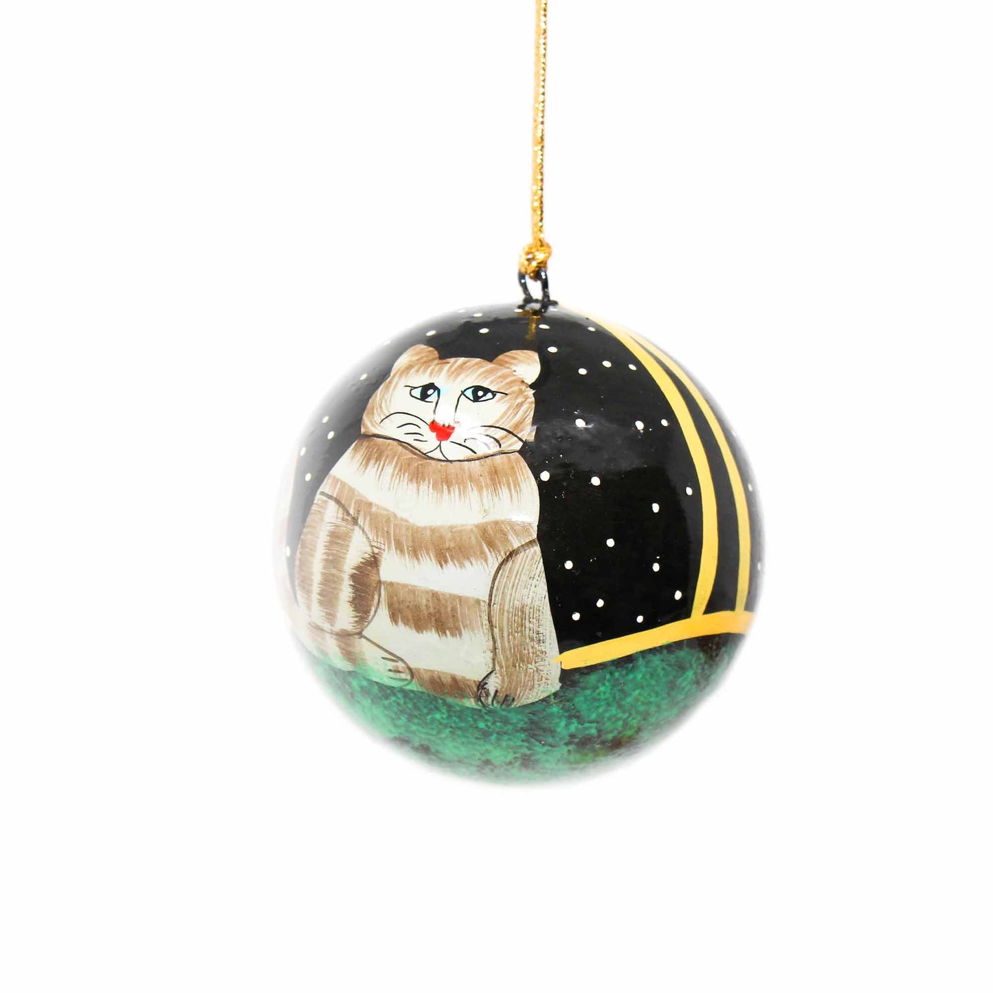 Handpainted Cat Ornaments, Set of 2