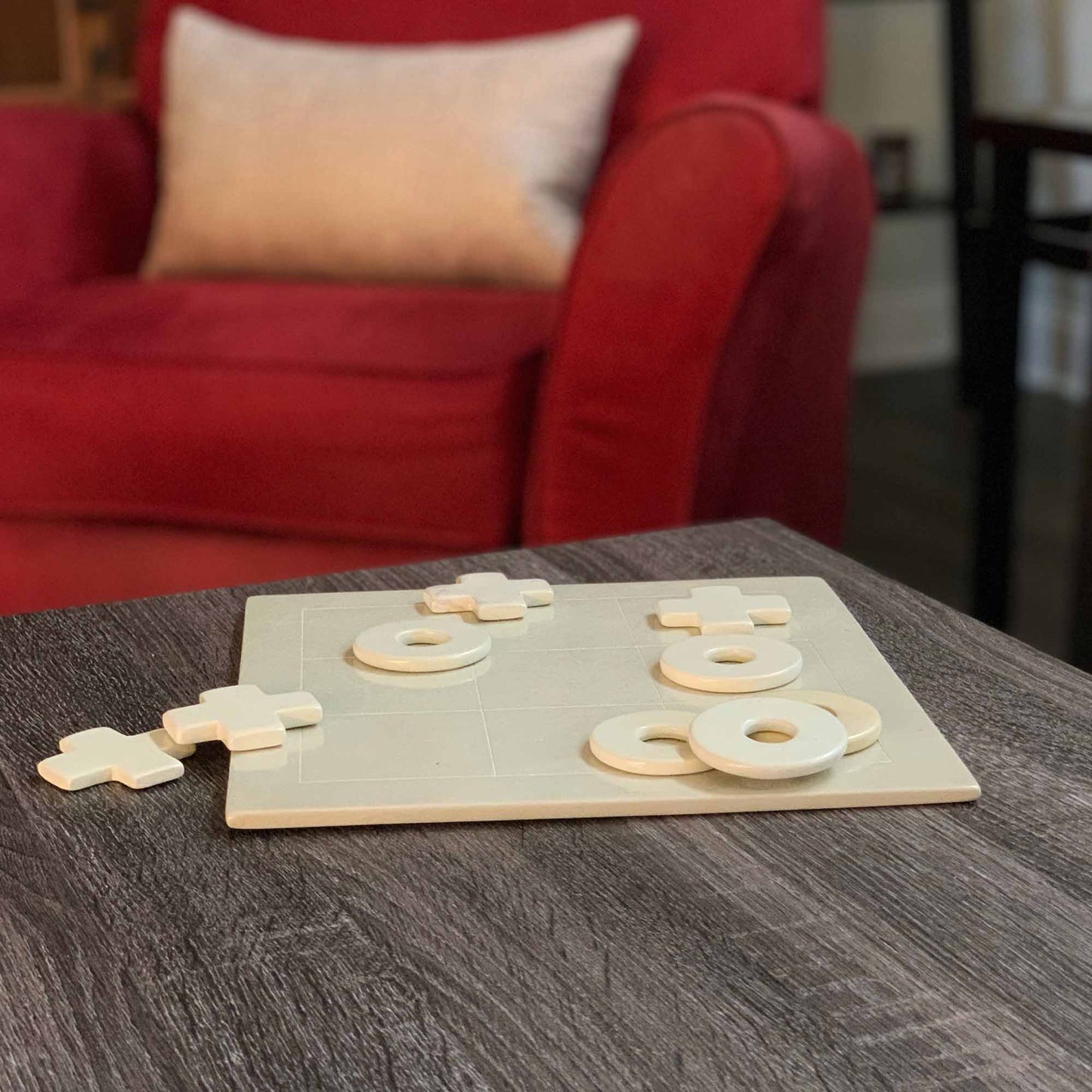 Håndudskåret fedtsten Tic-Tac-Toe spilsæt
