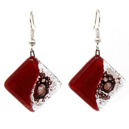 Boucles d'oreilles en verre losange, prune chic - Tili Glass