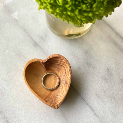 Petits Bols à Bijoux Coeur en Bois d'Olivier - Lot de 2