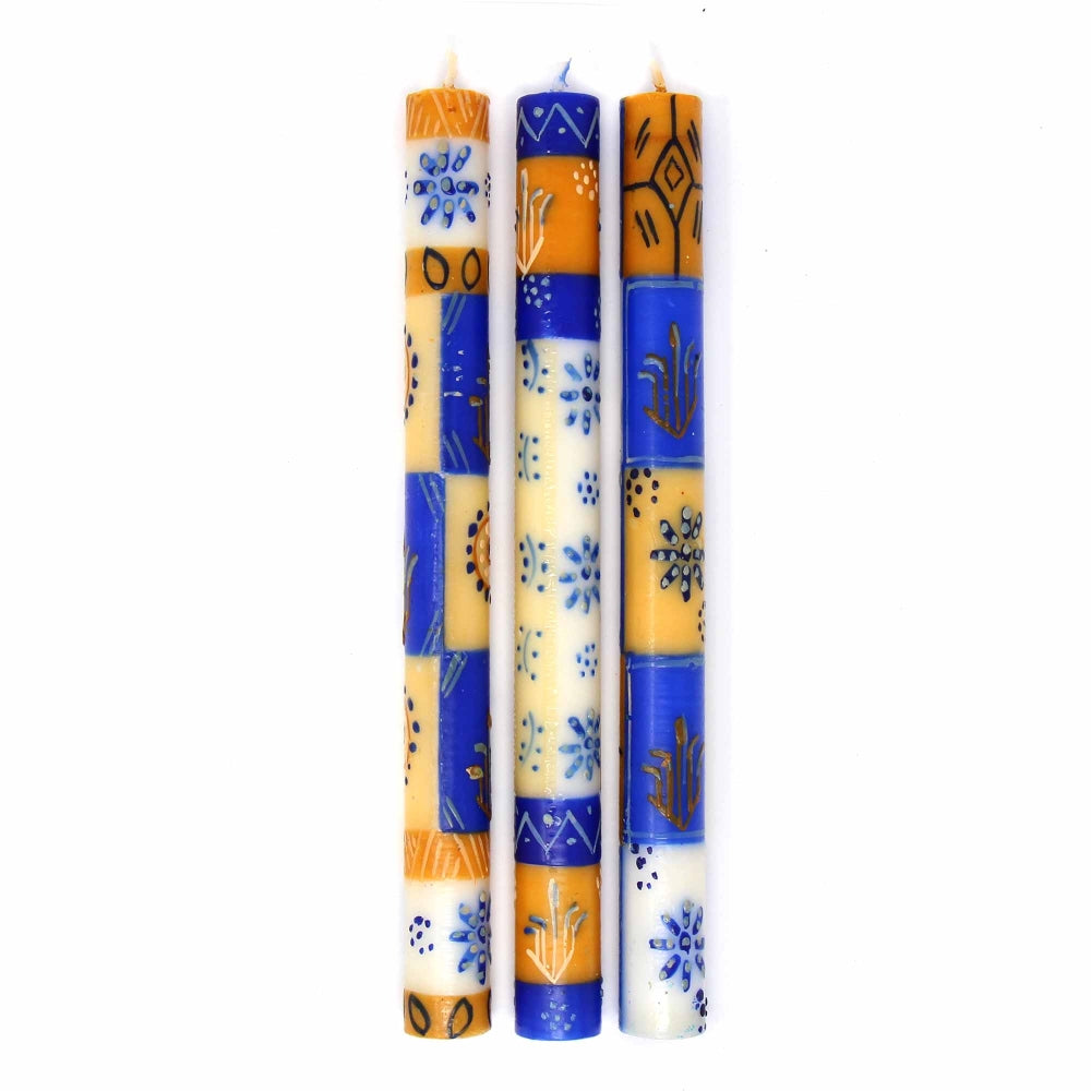 Tall Hand Painted Candles - Three in Box - Durra Design - Nobunto