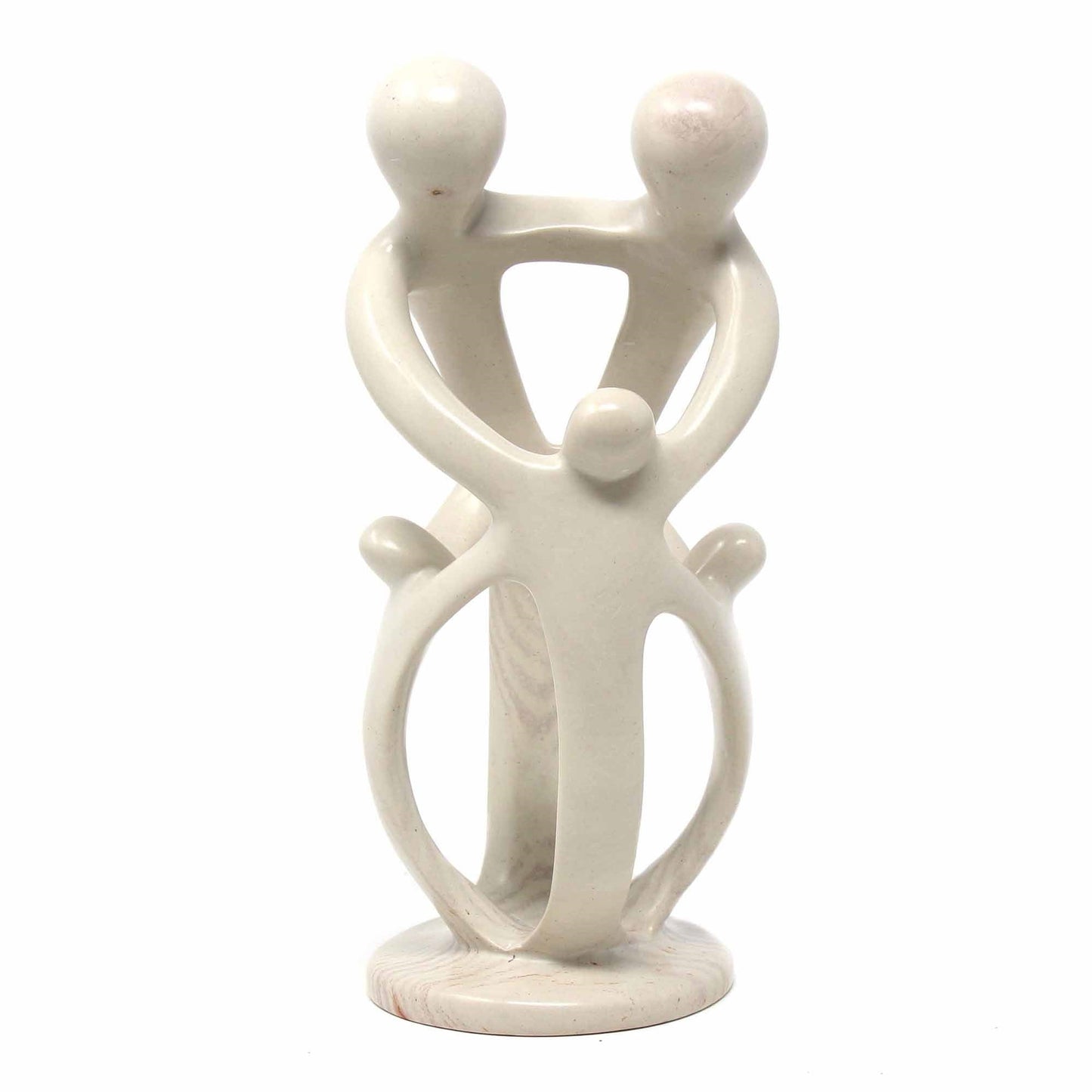 Natural Soapstone Family Sculpture - 2 Parents, 3 Children - Smolart