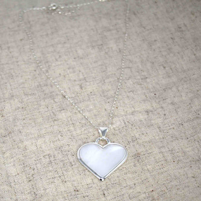 Corazon Blanco White Heart Pendant with Chain