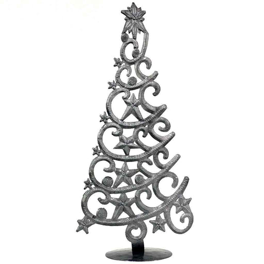 Arbre de Noël de table avec étoiles (14" de haut) - Croix des Bouquets (H)