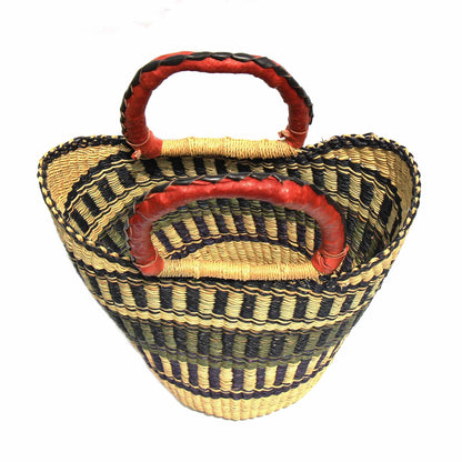 Bolga Tote, Neutrals med læderhåndtag - 14-tommer