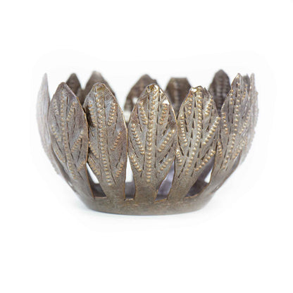 Decorative Drum Art Bowl or Votive, Mango Leaf