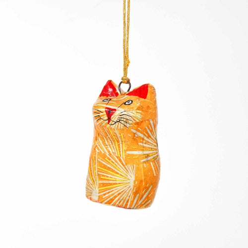 Håndmalet Ornament Cat Figurine - Pakke med 3