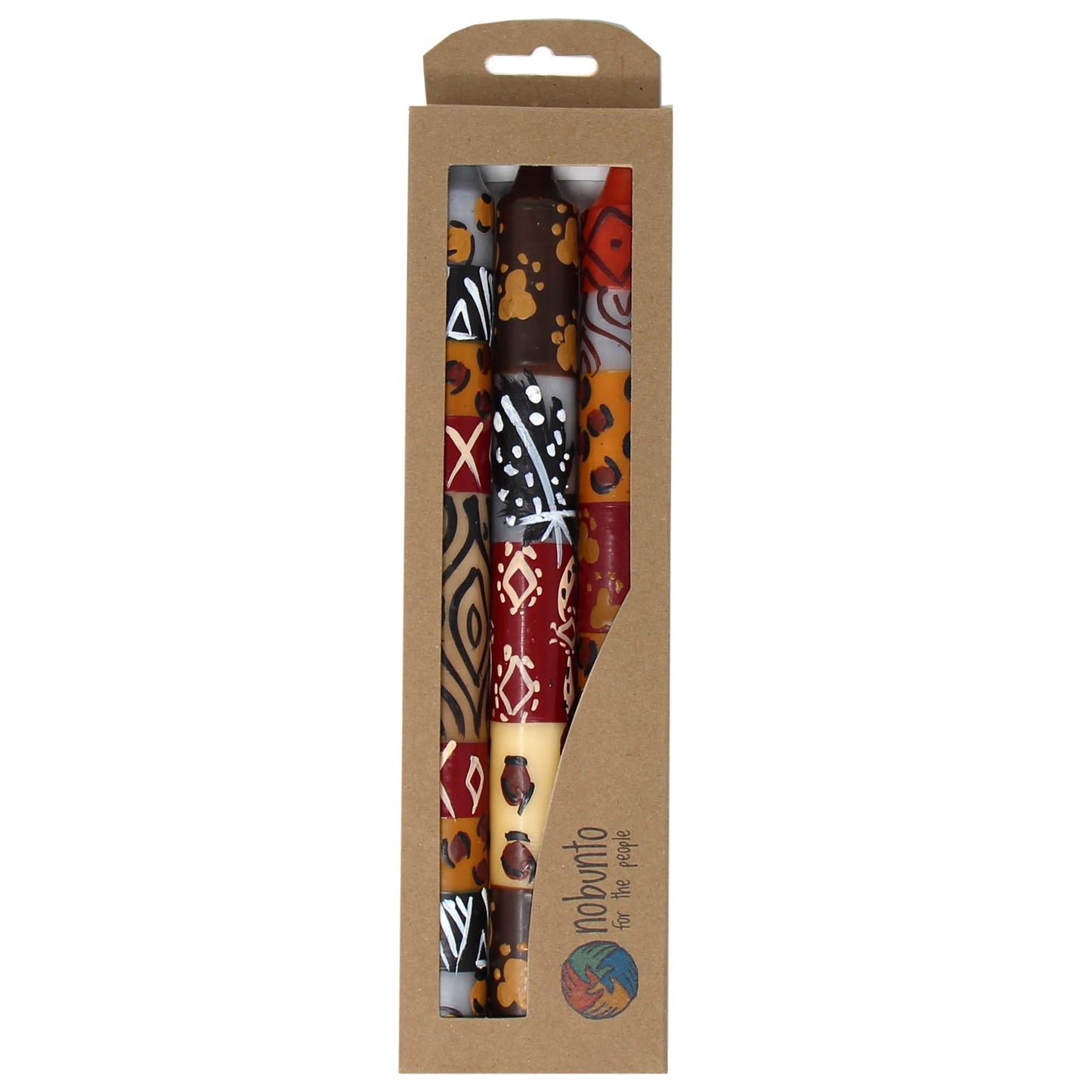 Ensemble de trois grandes bougies peintes à la main en boîte - Uzima Design - Nobunto