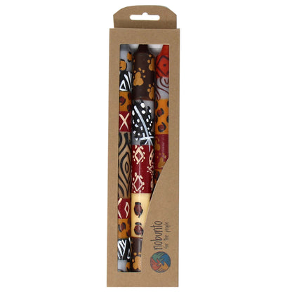 Ensemble de trois grandes bougies peintes à la main en boîte - Uzima Design - Nobunto