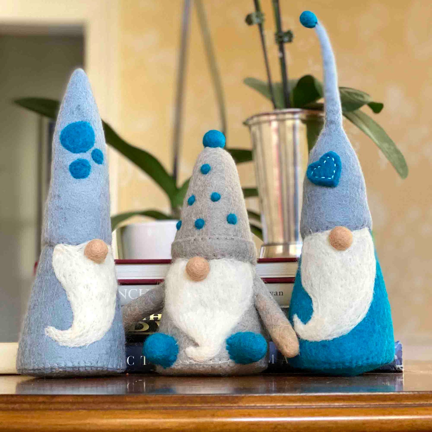 Winter Blues Felt Gnomes Trio, sæt med 3