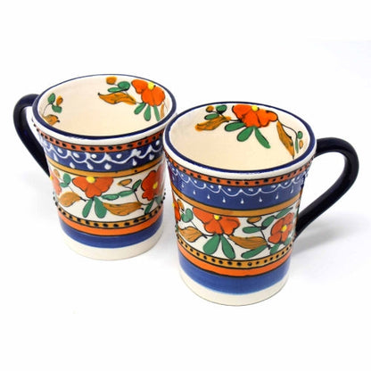 Flared kaffekrus - orange og blå, sæt med to - Encantada