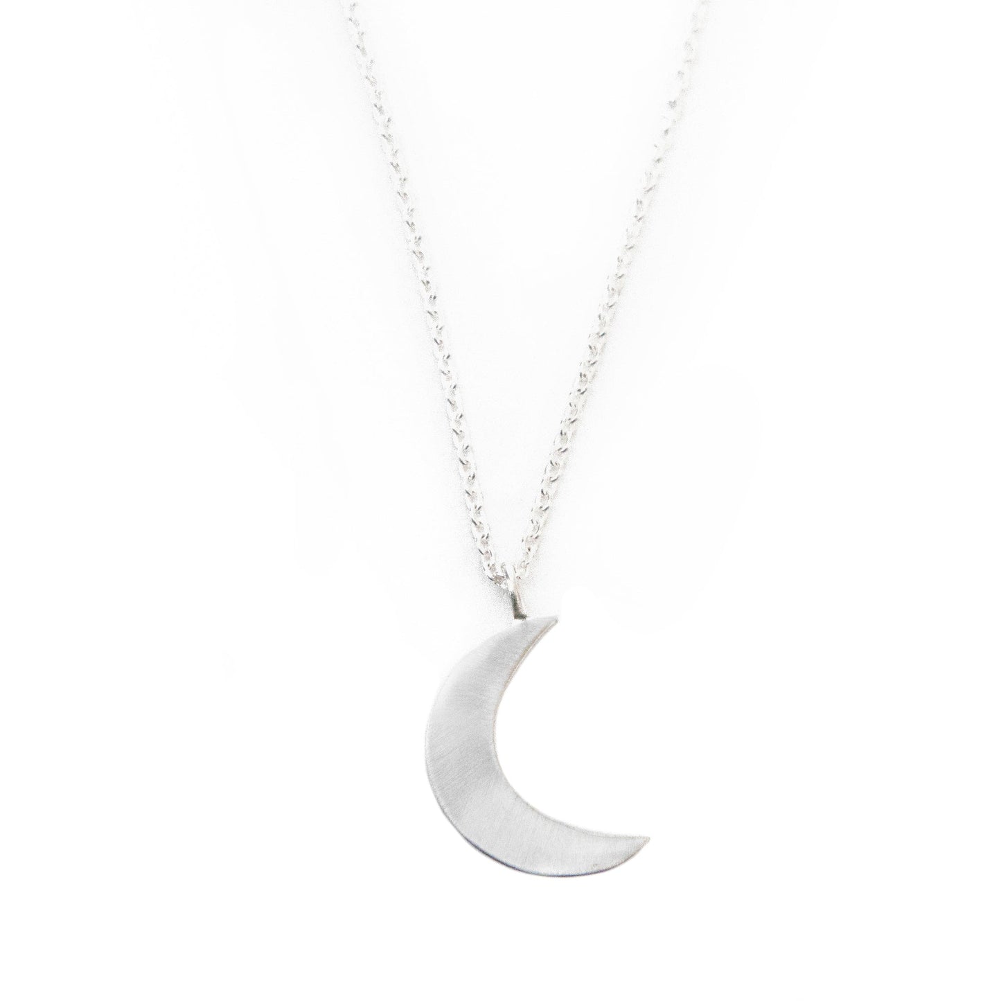 Collier croissant de lune argenté poli