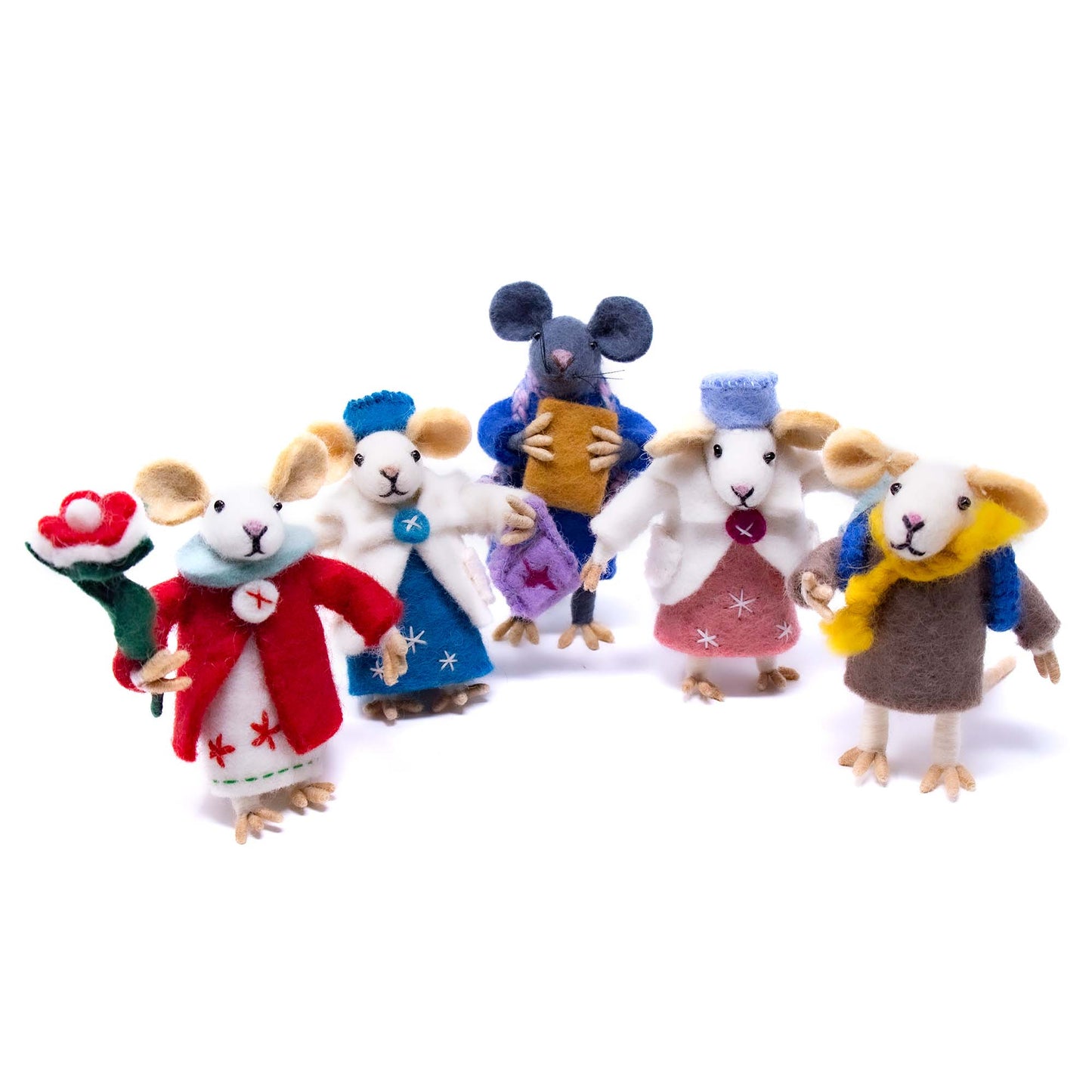 Famille de souris Objets de collection Fel faits à la main, ensemble de cinq