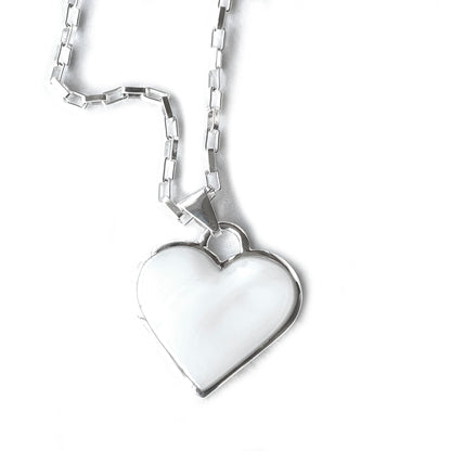 Corazon Blanco Pendentif coeur blanc avec chaîne