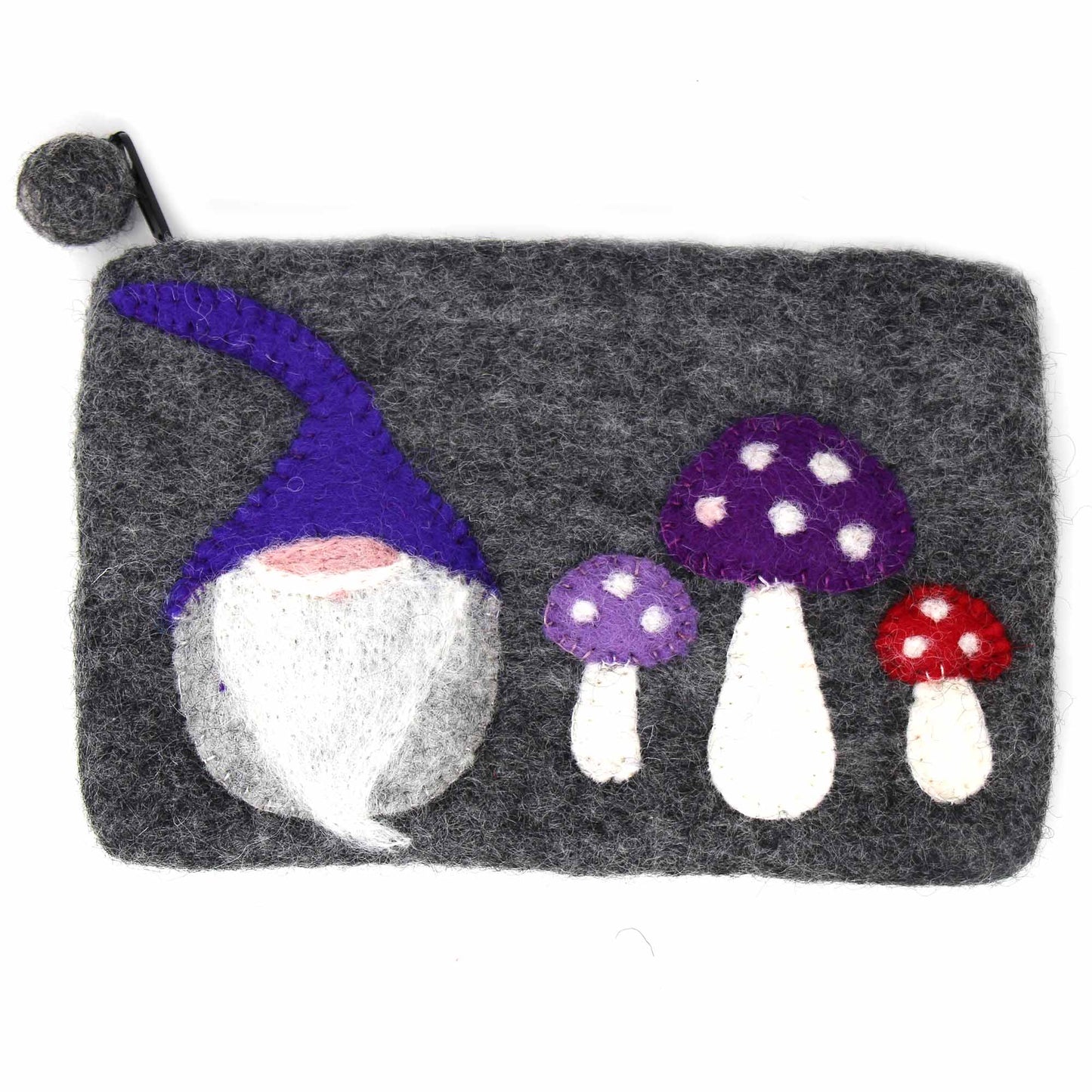 Hand Crafted Felt: Gnome and Mushroom Pouch