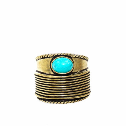 Bague en laiton réglable en pierre turquoise