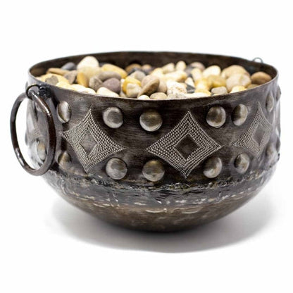 Large Hammered Metal Container with Round Handles - Croix des Bouquets