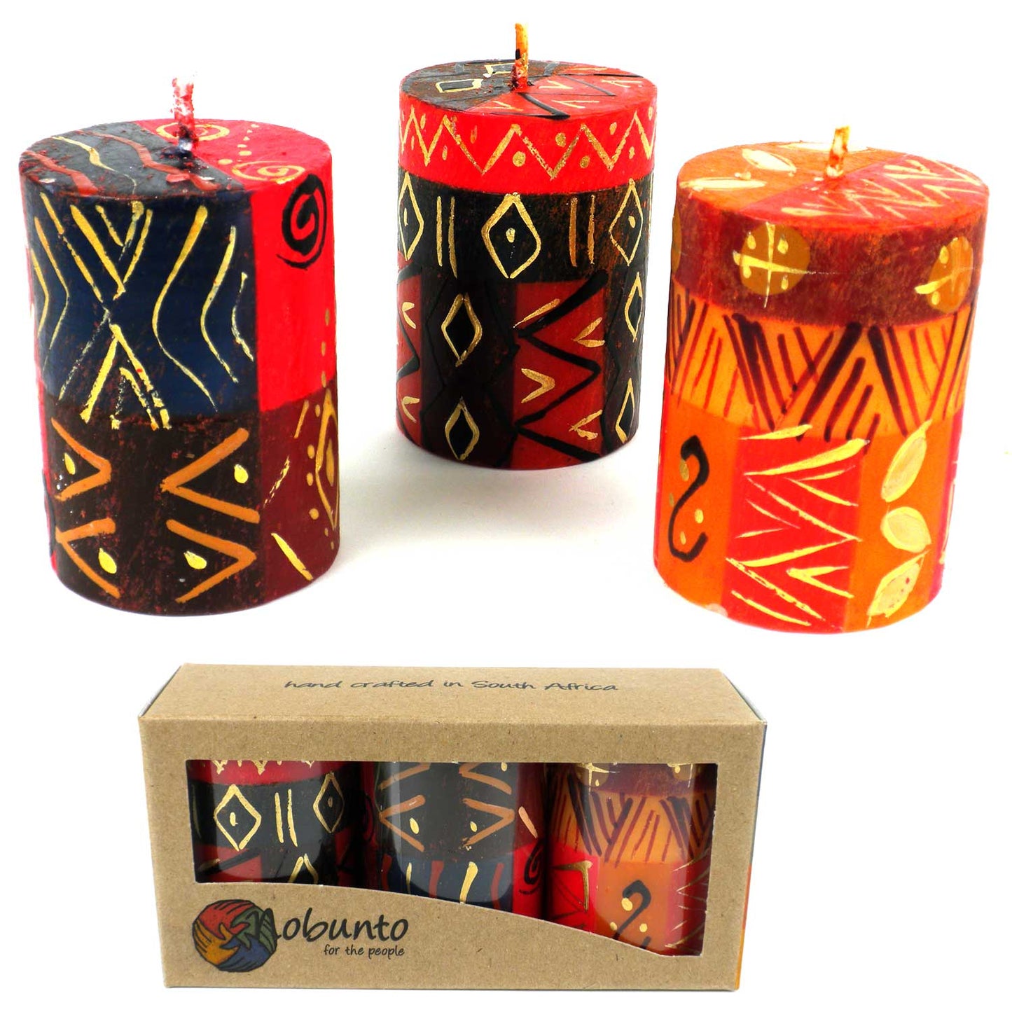 Set of Three Boxed Hand-Painted Candles - Bongazi Design - Nobunto