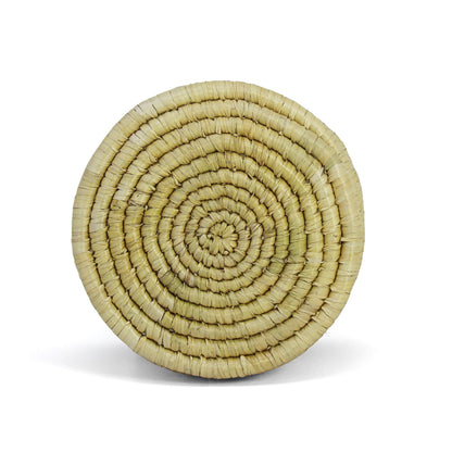 Dried Grass Basket, Blue and Natural