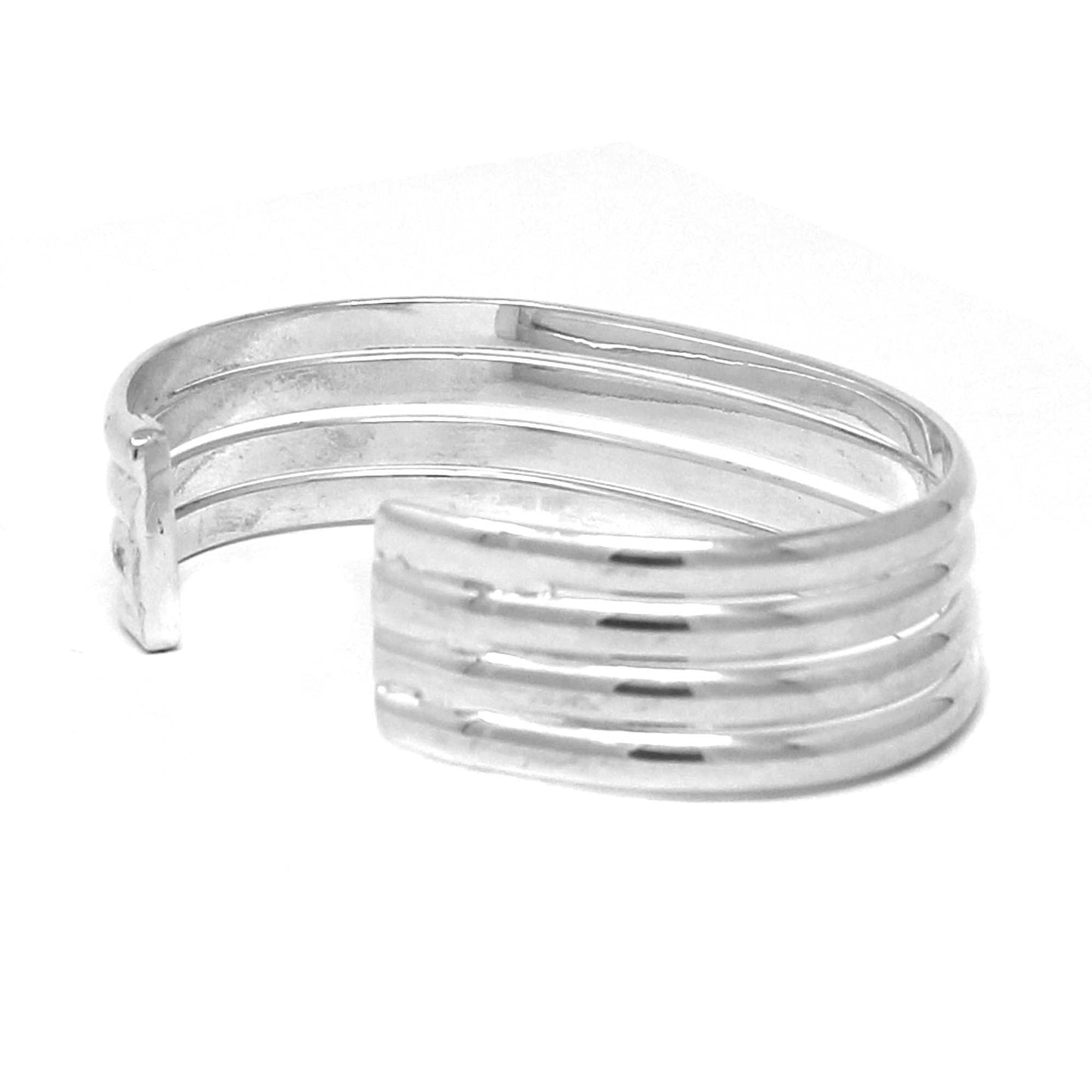 Bracelet manchette superposé en argent alpaga - Conception à quatre barres