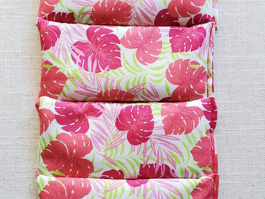 Therapeutic Hot Cold Pad | Microwaveable Hot Pack | Sinus Pillow | Headache relief Pillow | Self Care | Spa | Handmade | Pink Green Tropical